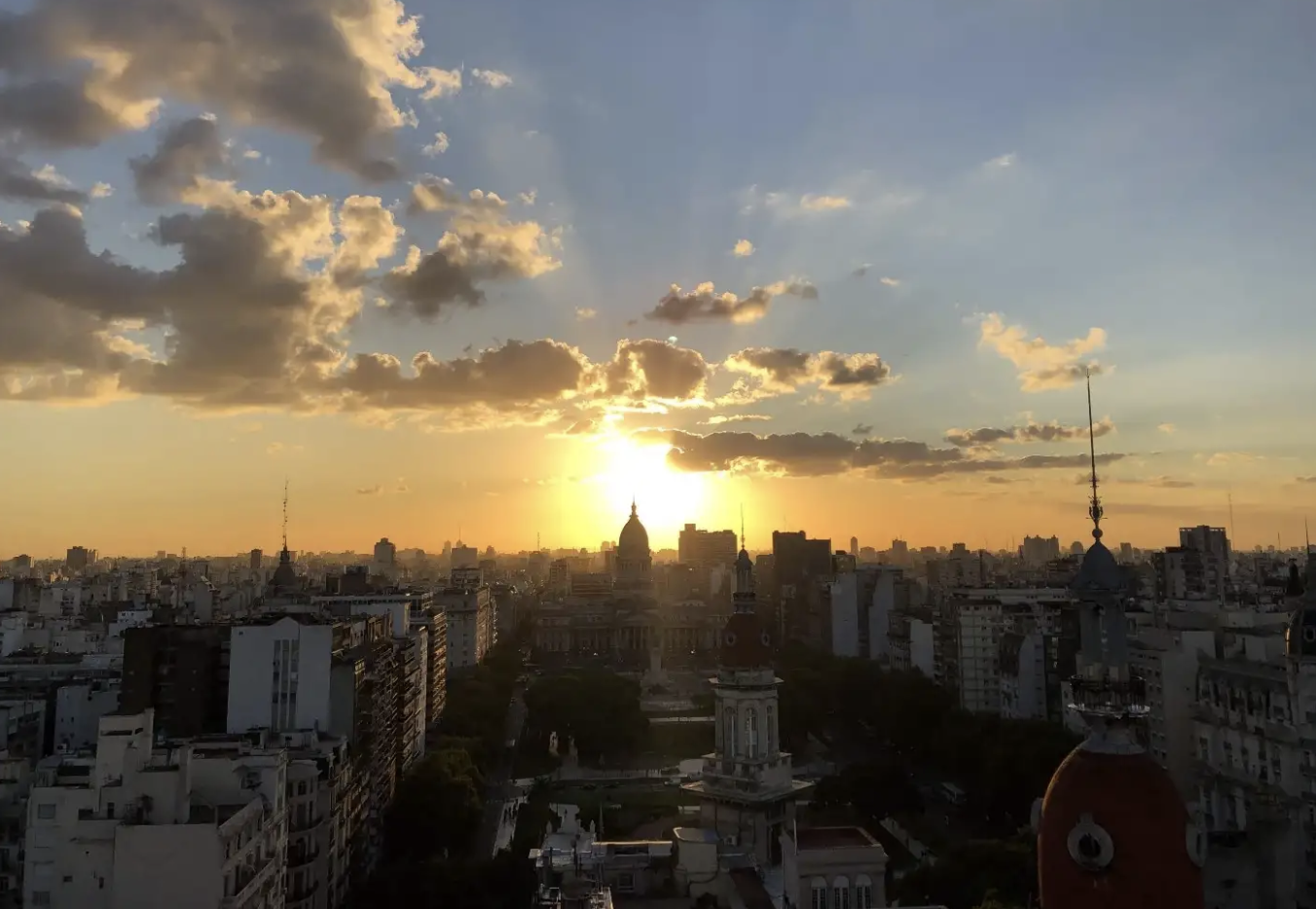 Buenos Aires skyline at sunset