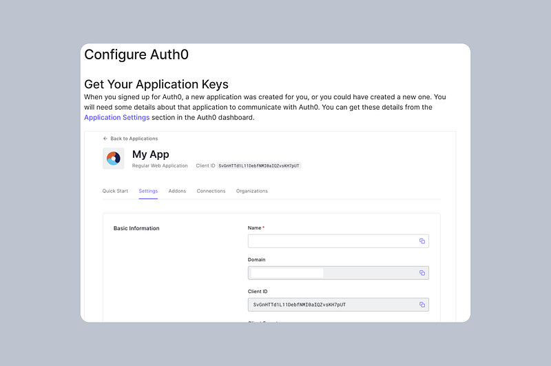 Users had to switch from the Quickstart to the dashboard to configure their application